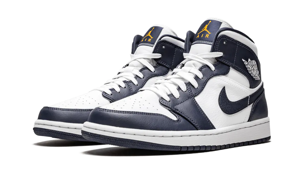 Jordan 1 Mid White Metallic Gold Obsidian